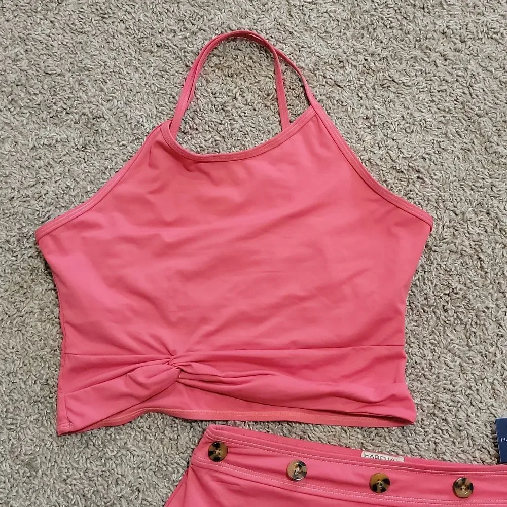 New Habitual Girl Contrast Stitch Two Piece Swim Suit Size 16